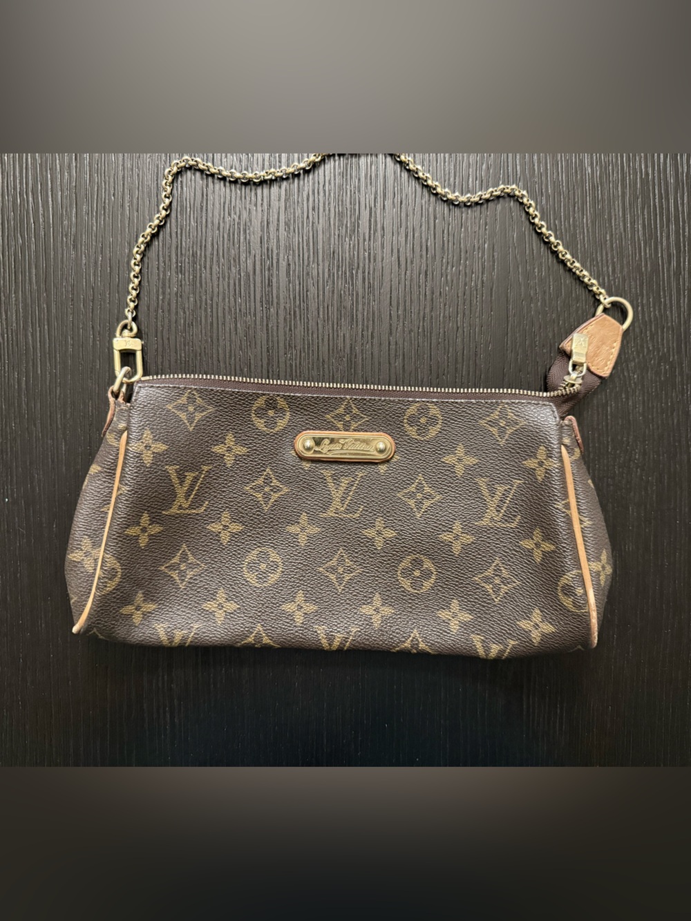 Louis Vuitton Designer Monogram Brown Chain Wristlet Clutch
